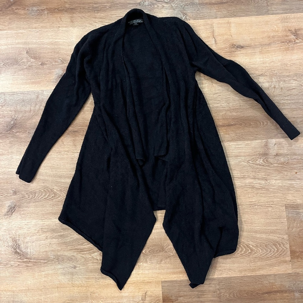 Barefoot Dreams Cozy Chic Lite Island Wrap Waterfall Cardigan Black Sz S/M